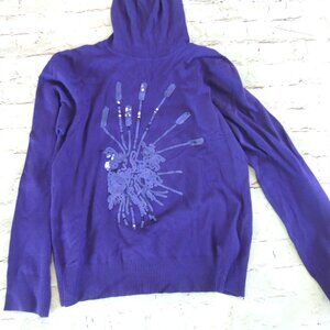 Vintage Carducci Purple Turtleneck Sweater Sequin Design Size L